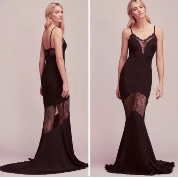 STONE COLD FOX Edwin Black Lace Cutout Bodycon Trumpet Maxi Gown Size XS/Small - Picture 3 of 9